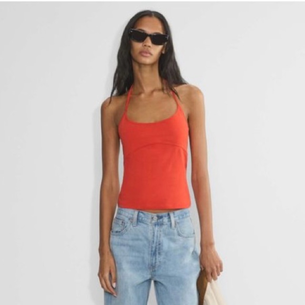 Aritzia Chill Entourage Halter Top in Poppy Red